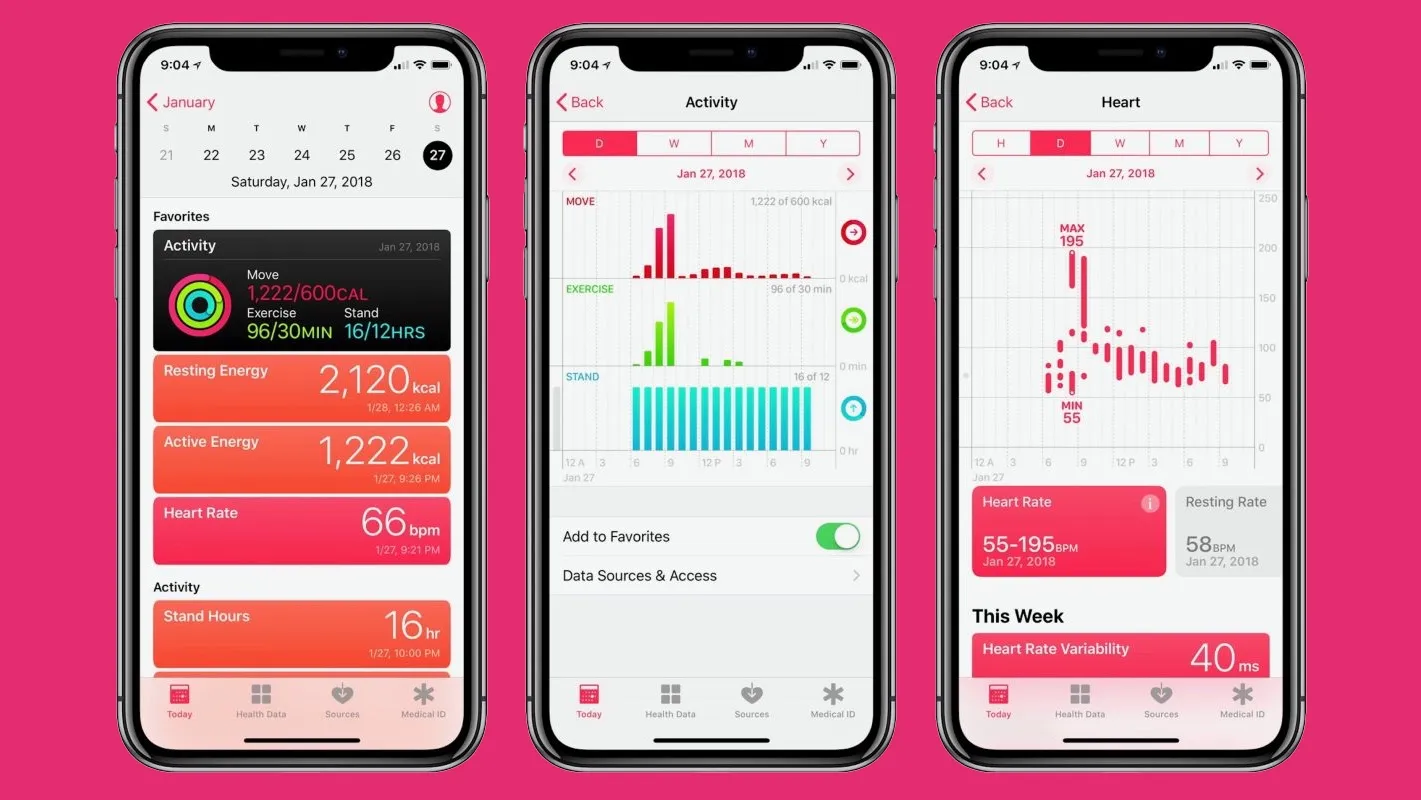health app's interface