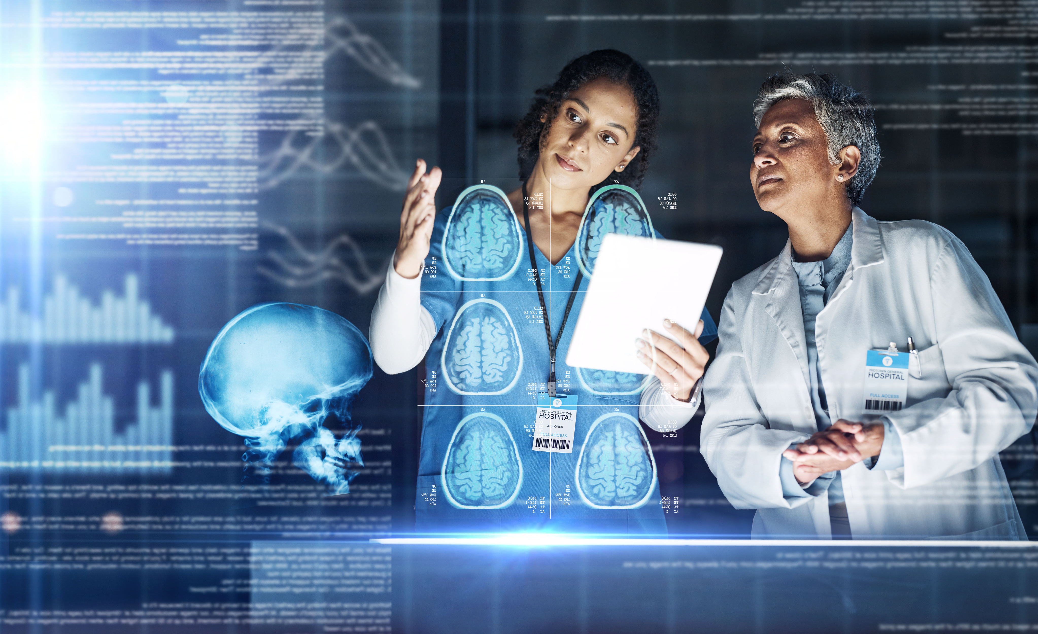 doctors looking at health data 